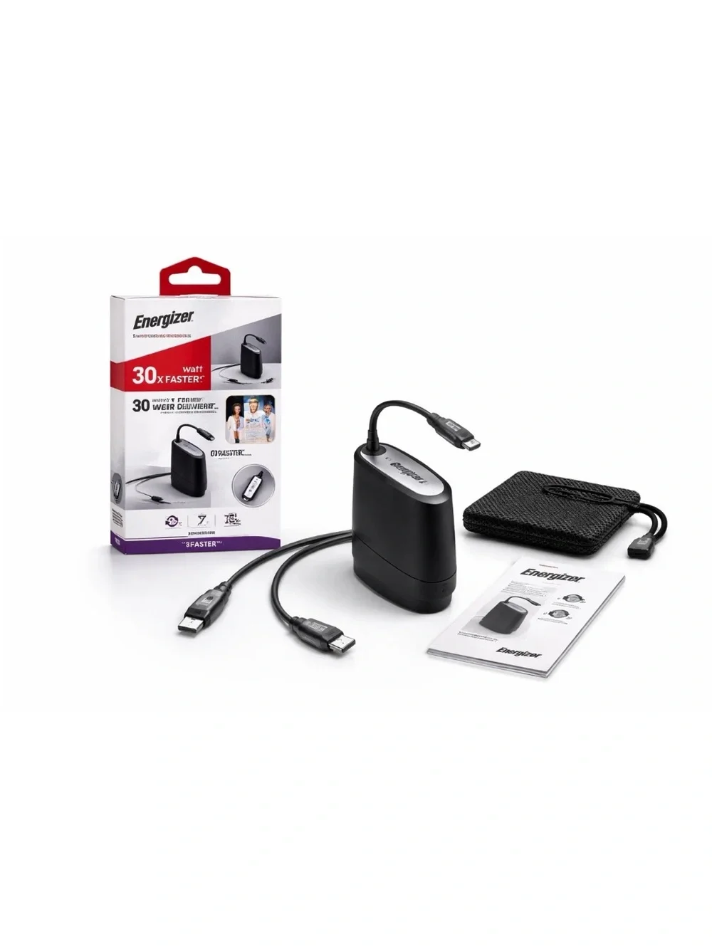 Energizer 30W Retractable Type-C Cable - Black